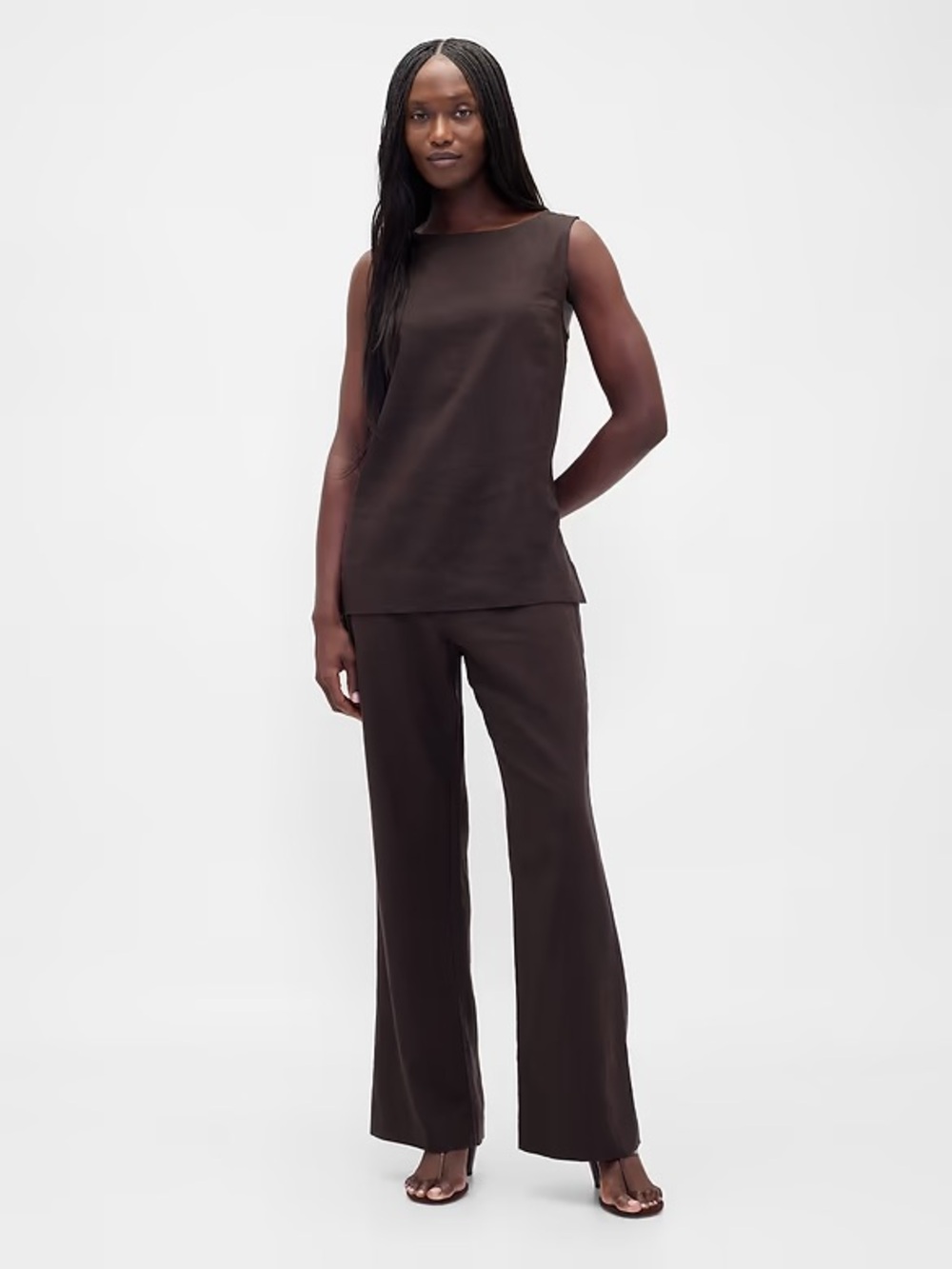 NWT! Gap Terra Brown Low Rise Linen-Blend Flare Pants - Size 4 894331